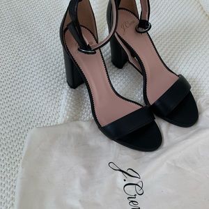 J.Crew black Italian leather block heels